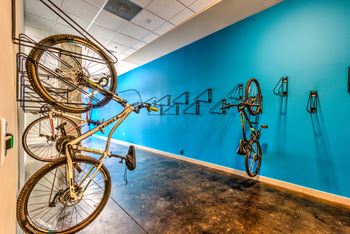 Bicycle hanging on the wall